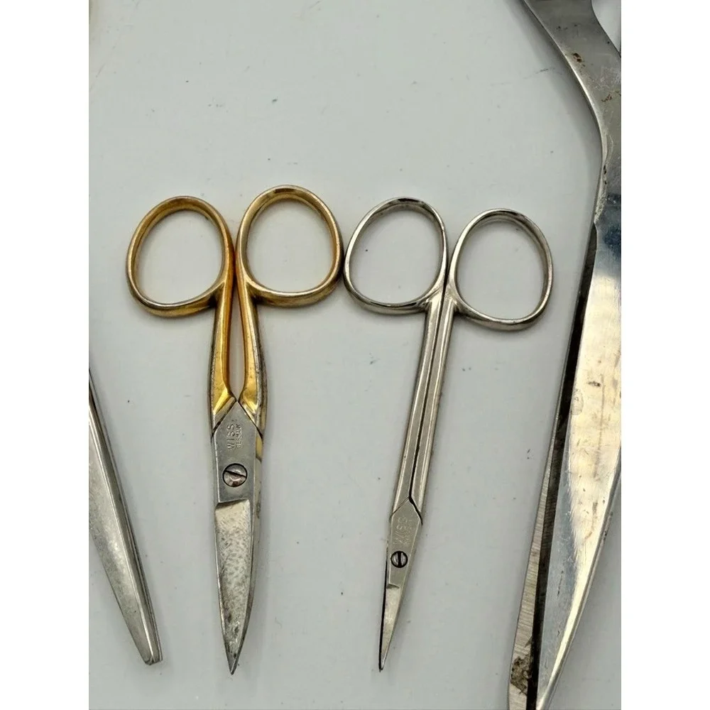 Vintage Scissors Lot Wiss Germany Sewing Embroidery Tailor Shears Craft Mixed 4